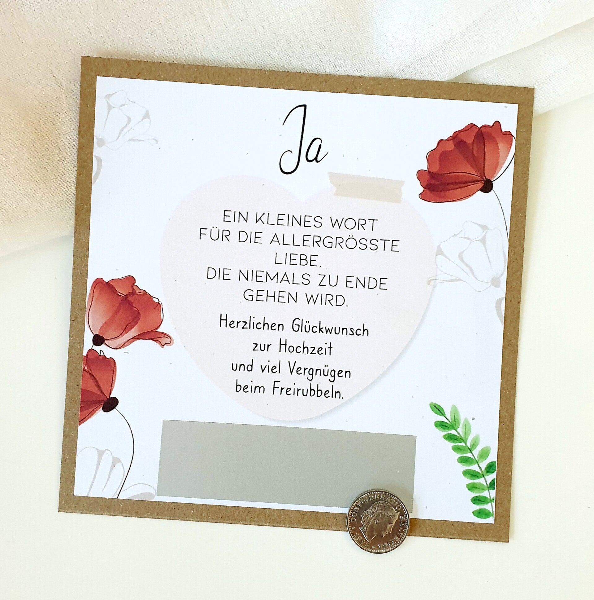 Botschafts Rubbelkarte Hochzeit JA