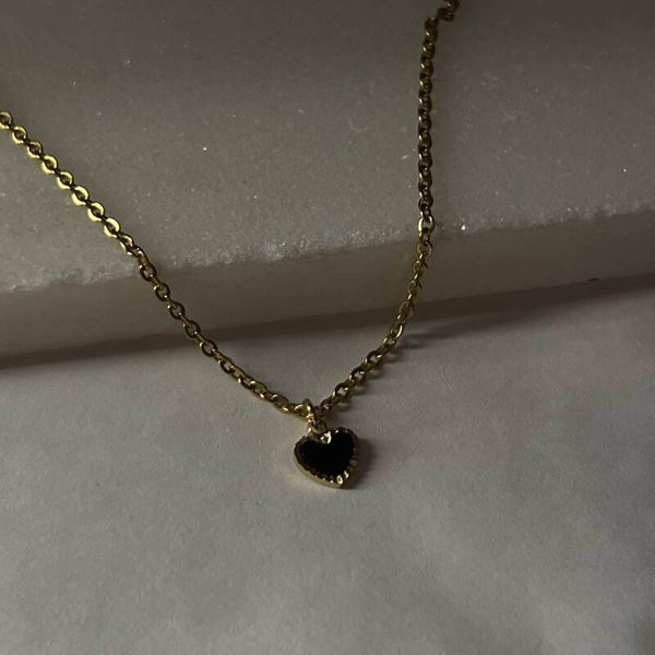Tiny black heart necklace