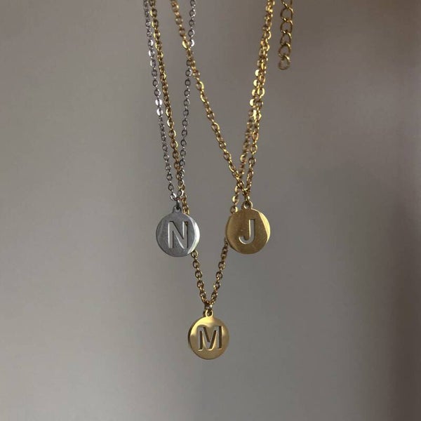 Initial coin necklace