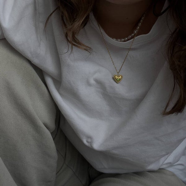 Green heart necklace