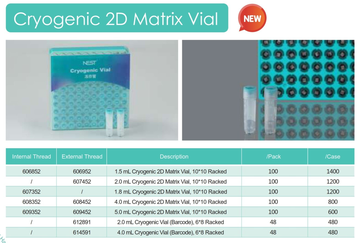 Cryogenic 2D Matrix Vial / Biobank System / Lab consumables / Product ...