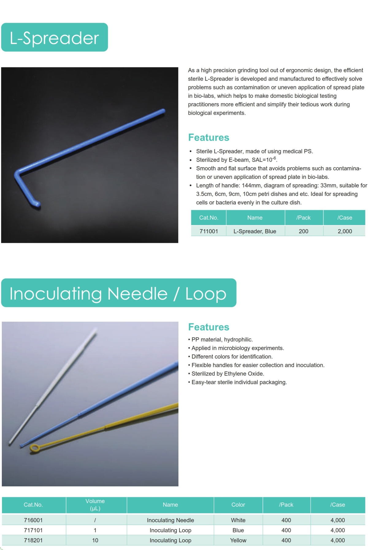 L-Spreader and Inoculating Needle/Loop / Bacteria / Lab consumables ...