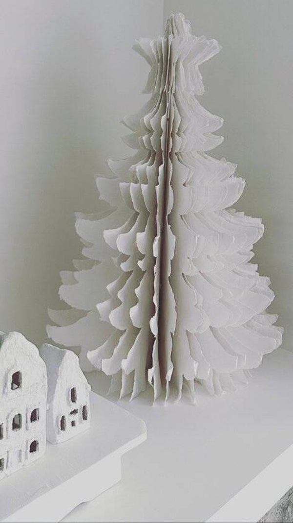 Cotton mache kerstboom - wit