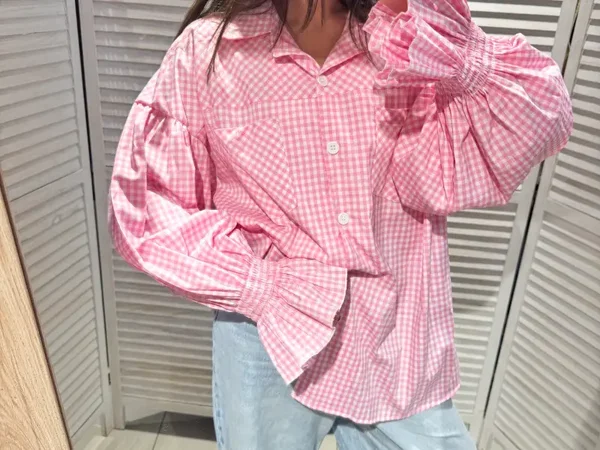 blouse pofmouwen rose