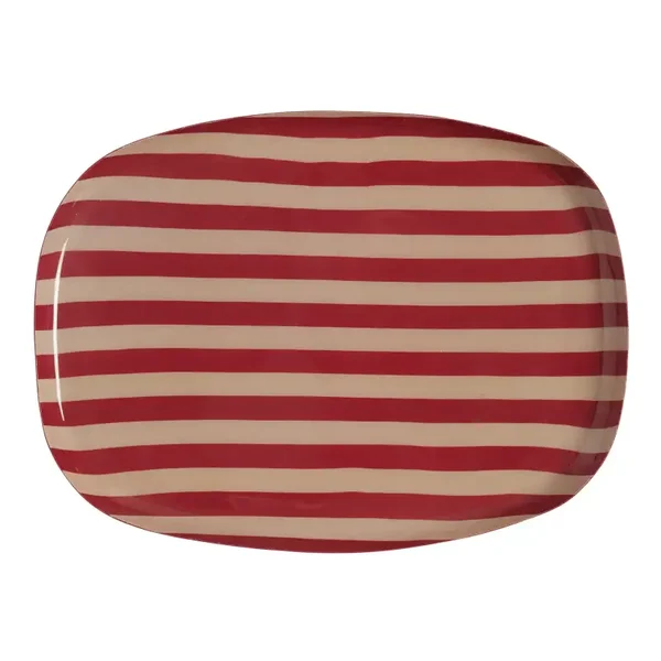 dienblad 25cm bordeauxstrepen