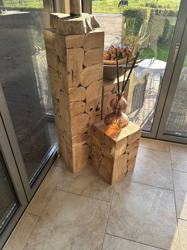 teak houten zuilen set