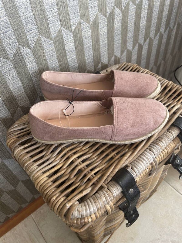 Roze suede instapper