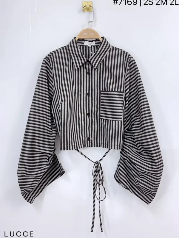 striped cropped blouse