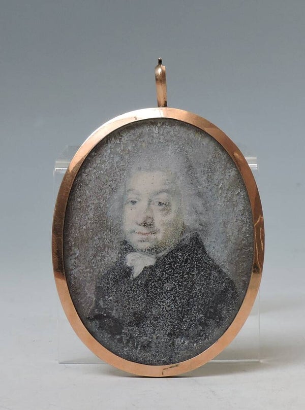 Historisches Trauermedaillon um 1850 mit Echthaar und 585 Goldfassung