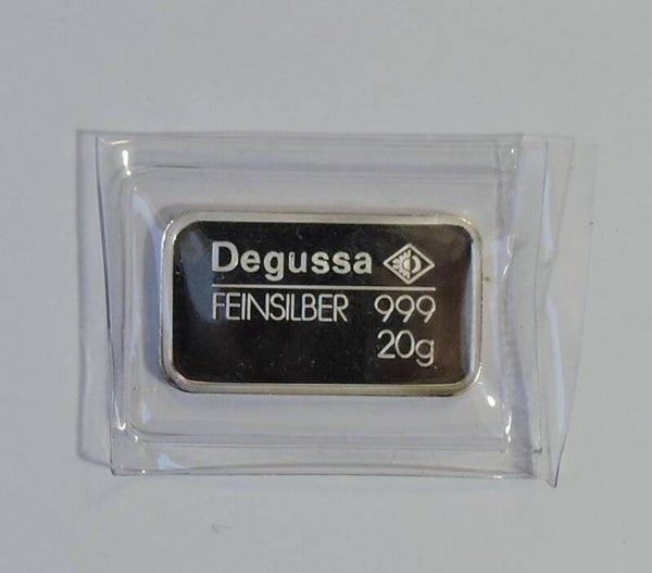 Degussa 20 Gramm Silberbarren 999/1000 Feinsilber