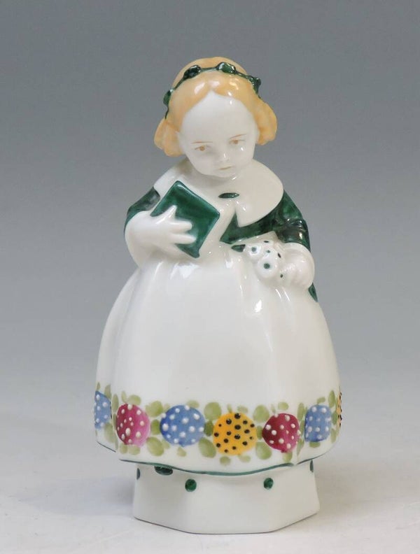 KATZHÜTTE Art Dèco seltenes Mädchen mit Buch um 1920