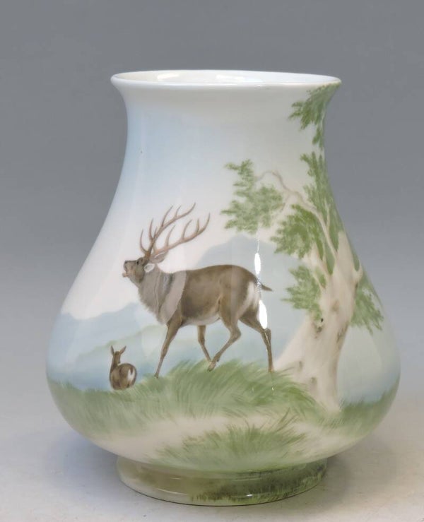 GEBRÜDER HEUBACH Jugendstil Vase mit Wildmalerei um 1910