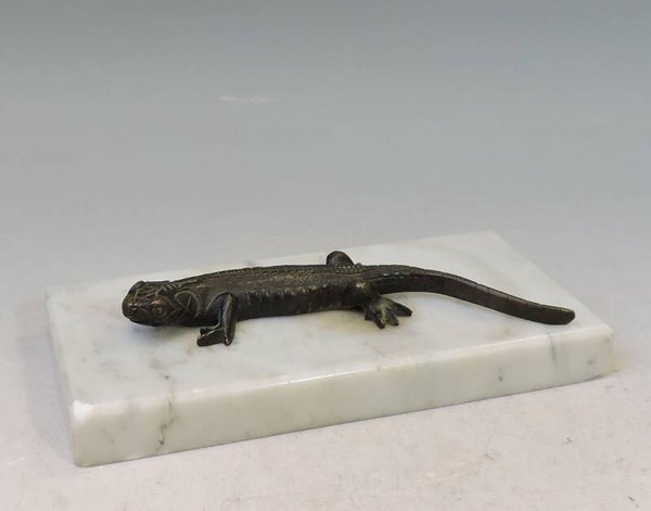 ART DÈCO Bronze seltener Briefbeschwerer Eidechse um 1930