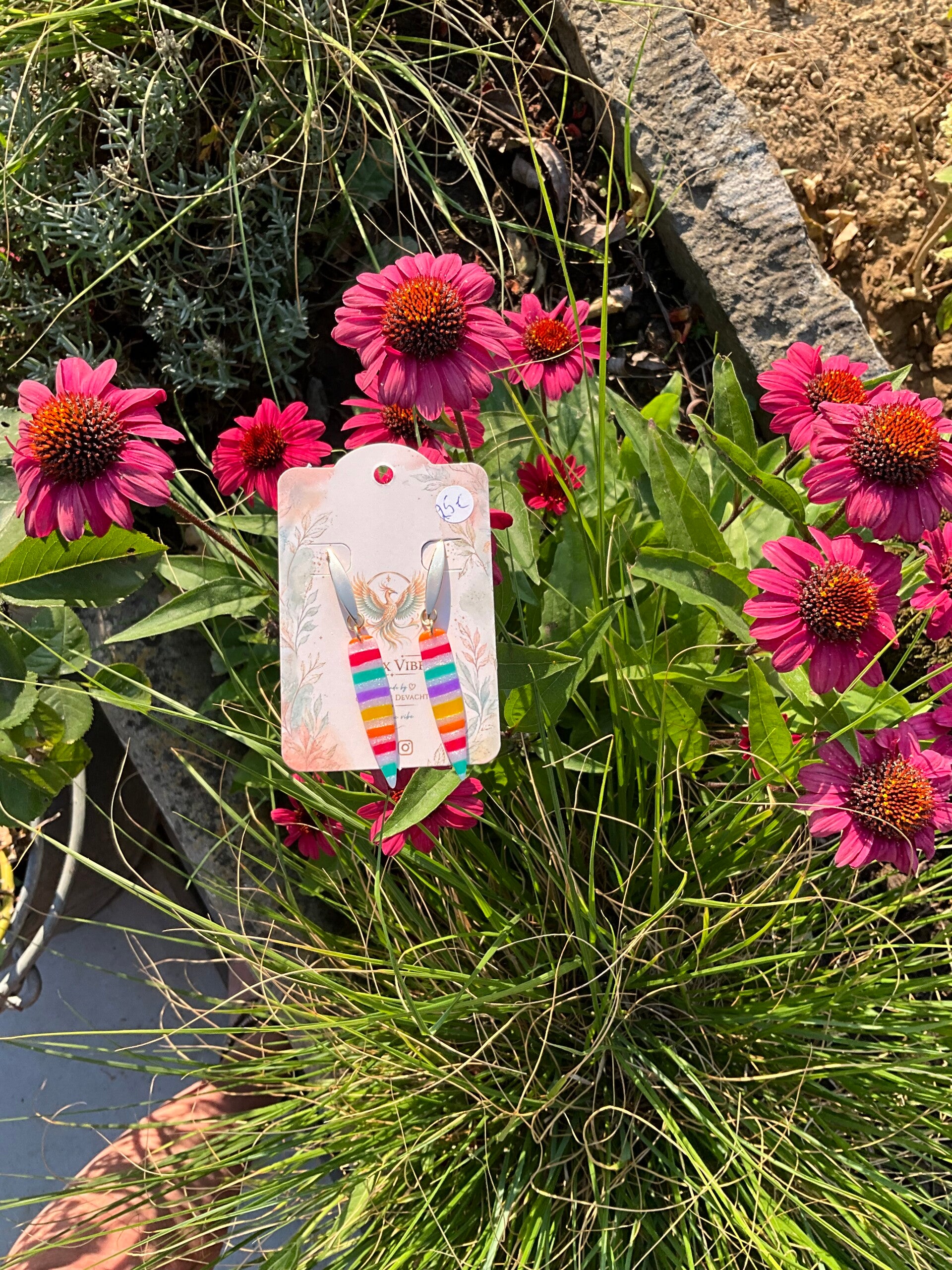 Candy stripes willow leef met 18k oorsteker