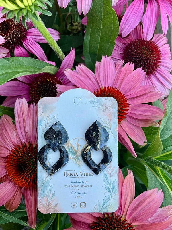 Black marbled studs ECLIPS 1