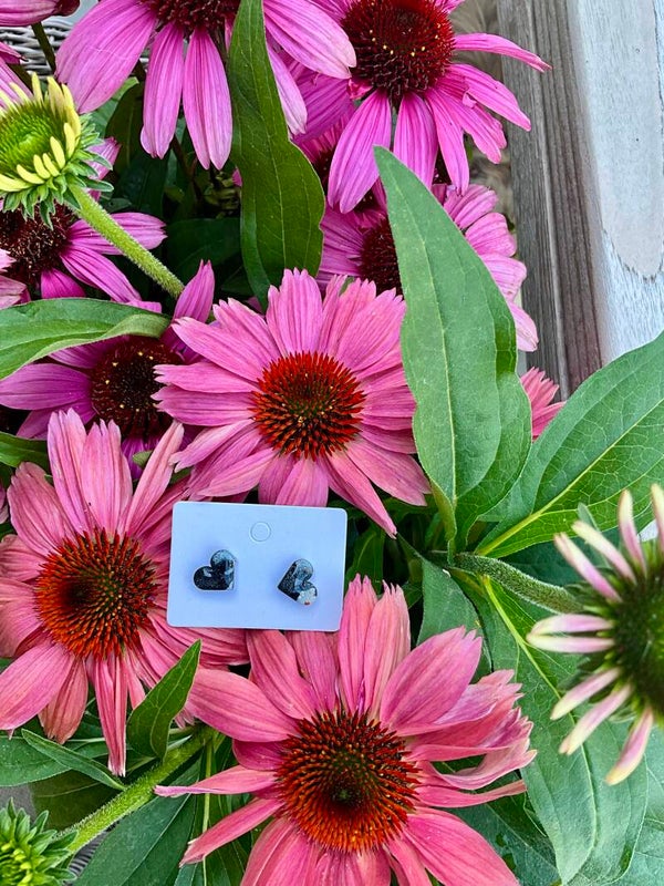Studs black hartjes mini