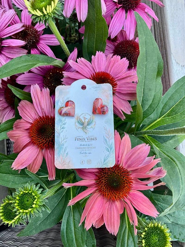 Coral indian summer hartje stud