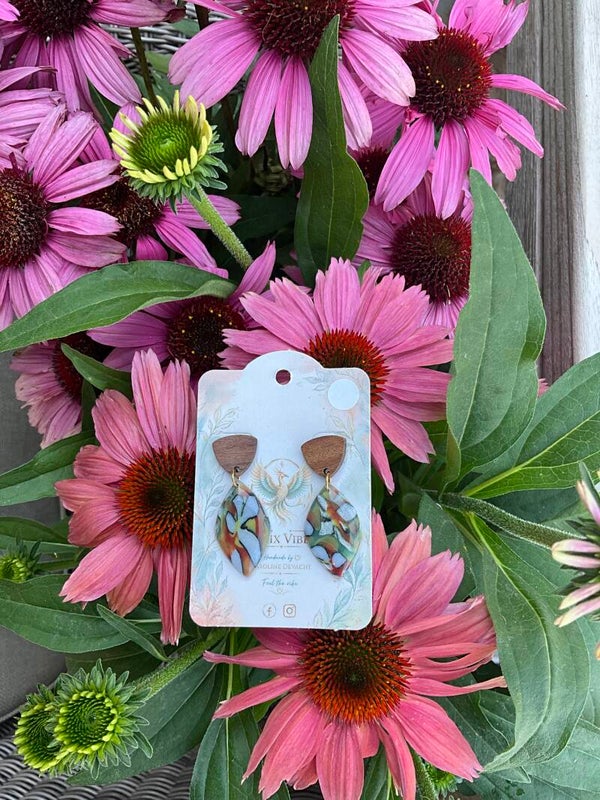 Flower indian summer Mila met mahonie oorsteker