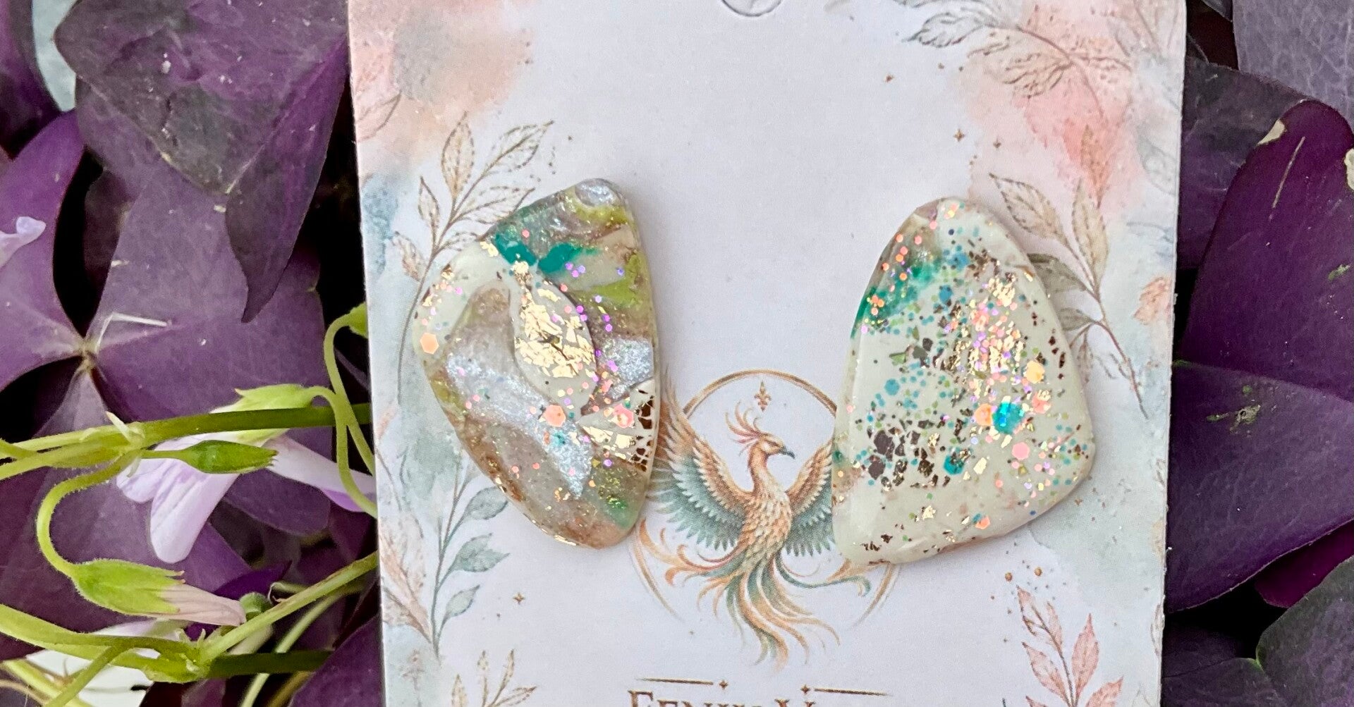 Green Marble studs klein