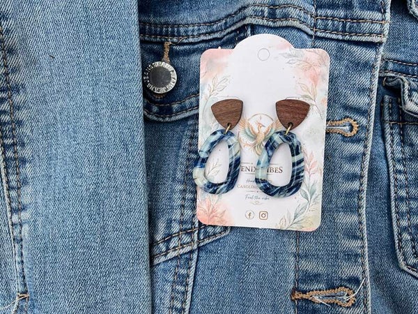 Blue Marble Denim Emma met mahonie steker