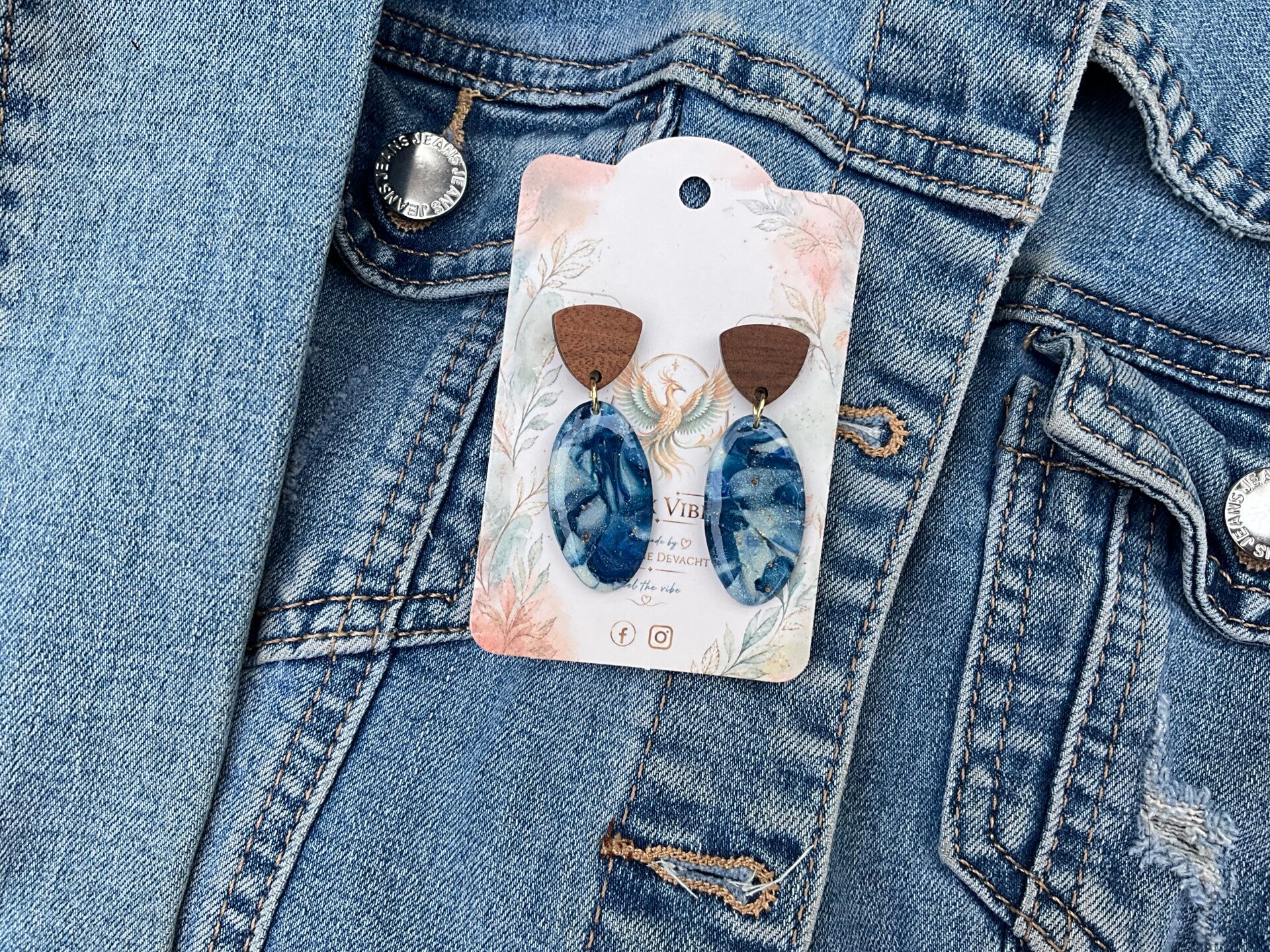 Blue Marble Denim Livy met mahonie steker