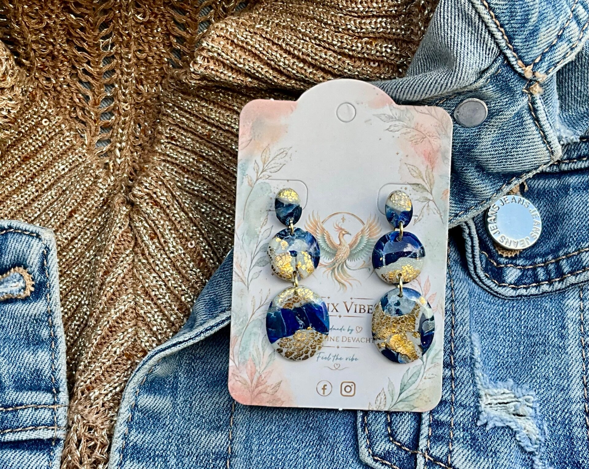 Blue Marble met bladgoud Tina