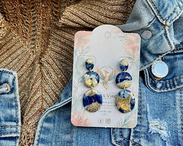 Blue Marble met bladgoud Tina