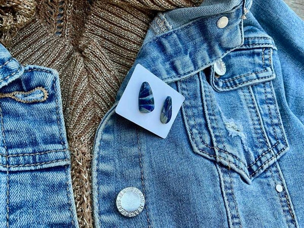 Blue Marble high gloss Cone stud