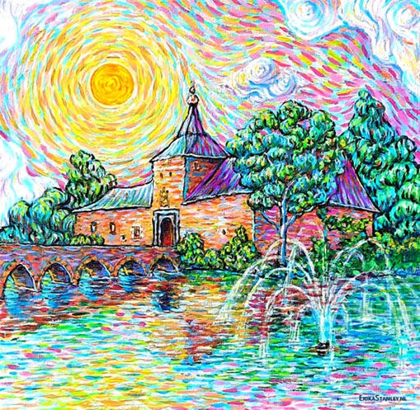 SCHILDERIJ GRACHT KASTEEL TUINEN