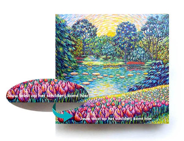 SCHILDERIJ KEUKENHOF ZONSOPKOMST MET BEDRIJFSLOGO