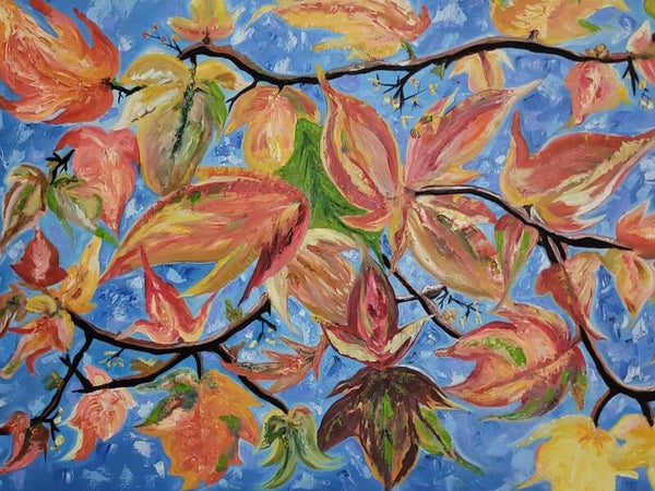 Les feuilles d'automne, peinture a l'huile sur toile.