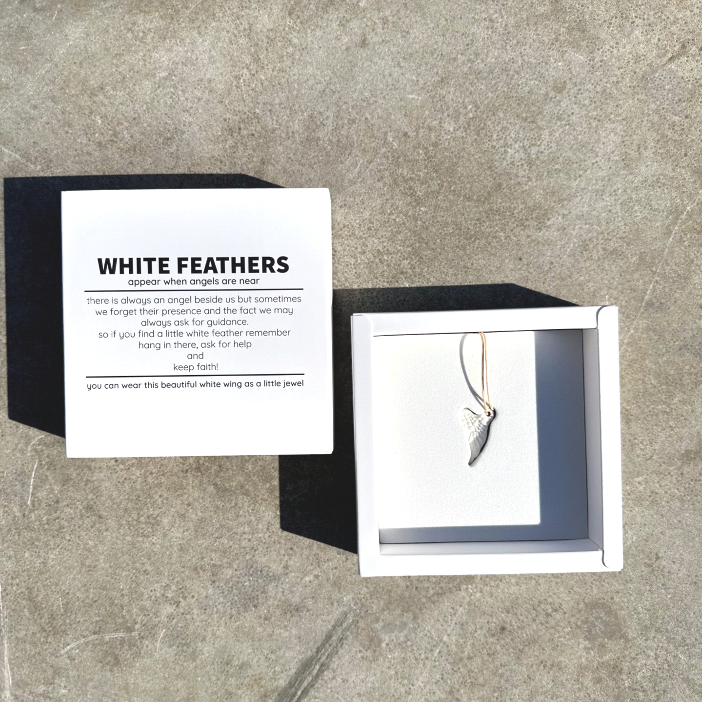 ' WHITE FEATHERS ' Quote | Giftbox