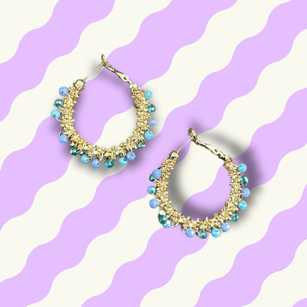 Blauw/Turquoise kralen ( per paar)