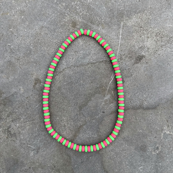 Kleurige Neon groen/neon Pink ketting