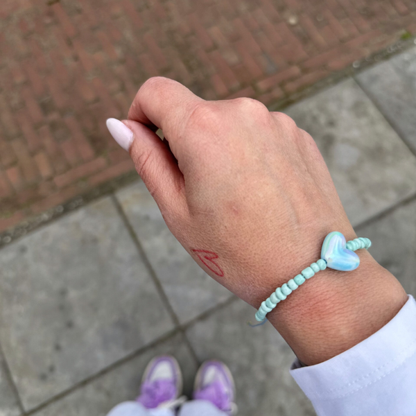 Mint hart armbandje