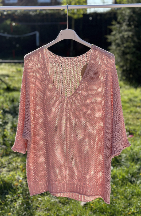 Fijn gebreide trui | Poeder Roze