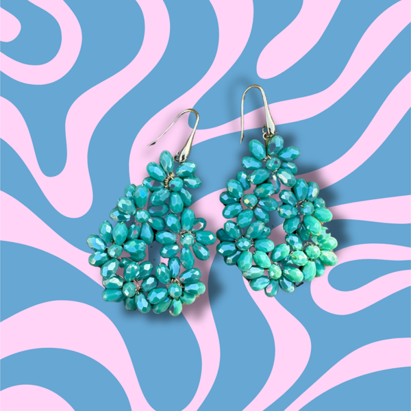 Turquoise druppel/bloem (per paar)