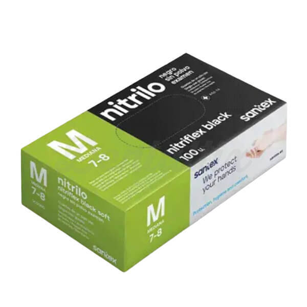Guantes de Nitrilo Negro Sin Polvo