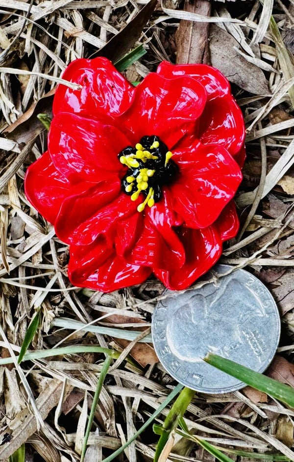 Brooch - Red Camellia