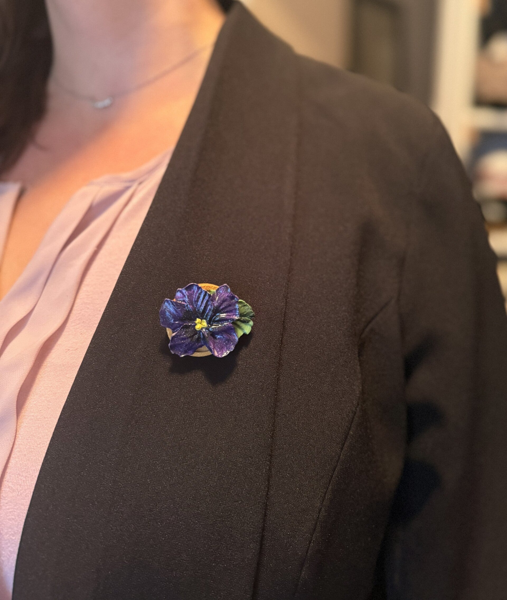 Brooch - Dark Purple African Violet