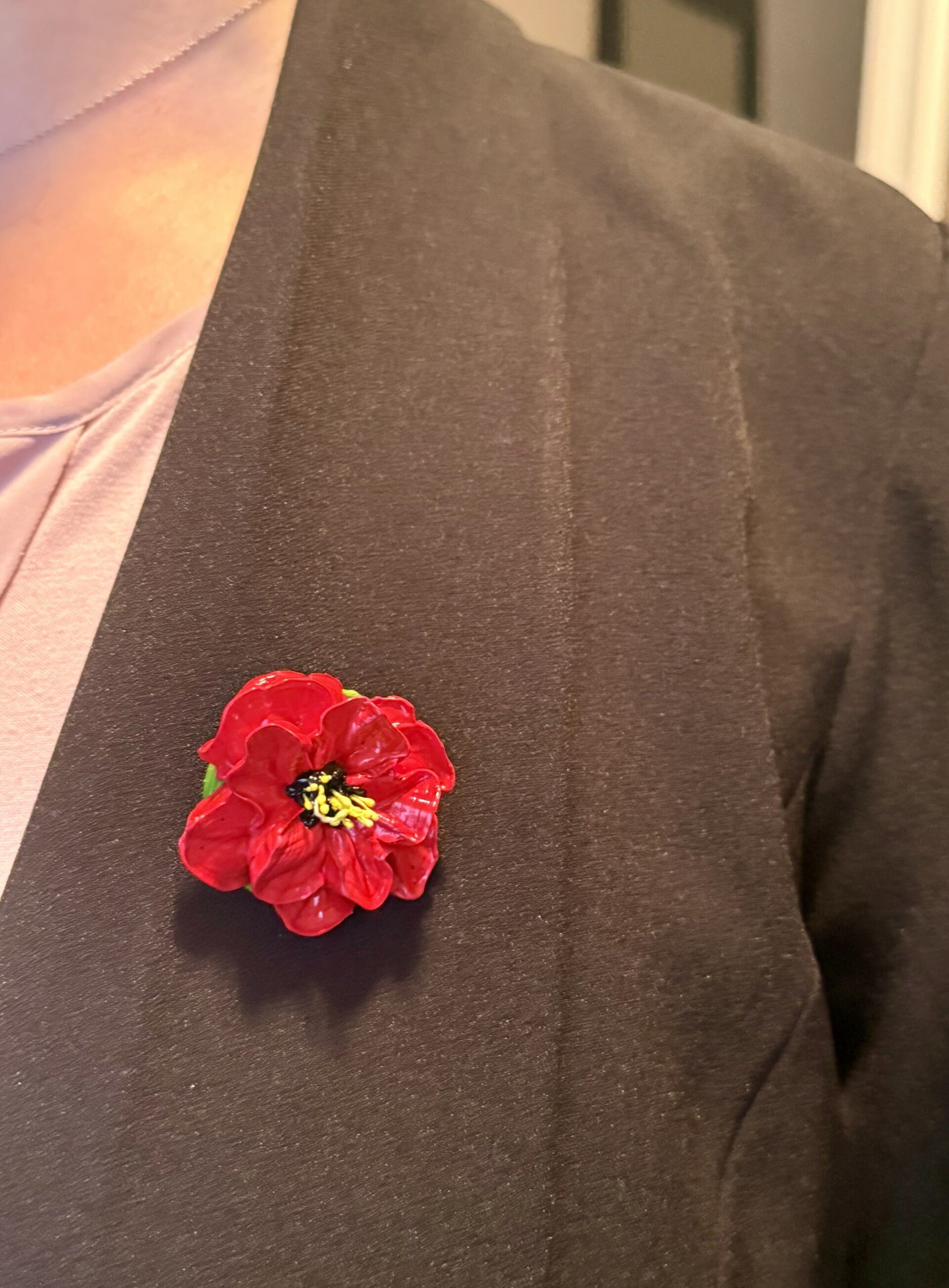 Brooch - Red Camellia
