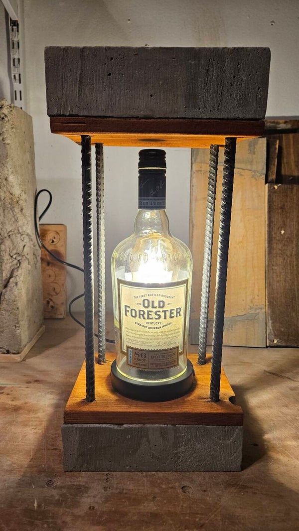 Concrete and Rebar Bottle Lamp