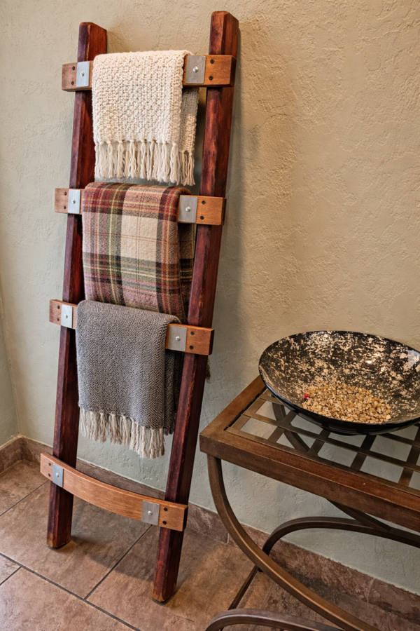 Wine Barrel Stave Blanket Ladder