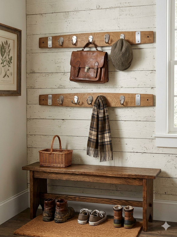 Wine Barrel Stave Hanging Coat Rack