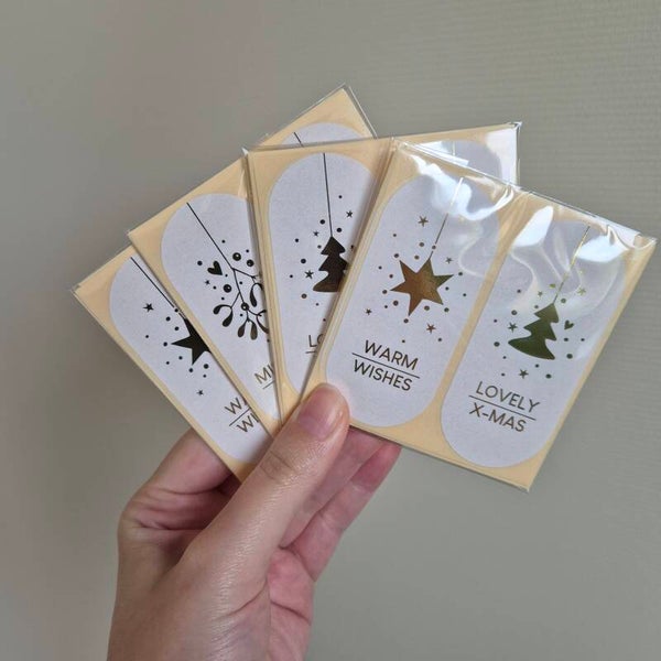 25x sticker - Kerst ovaaltjes wit