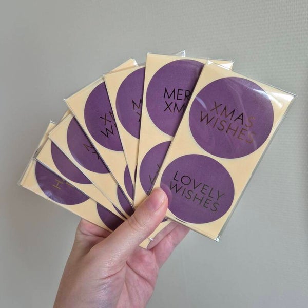 25x sticker - Xmas wishes paars