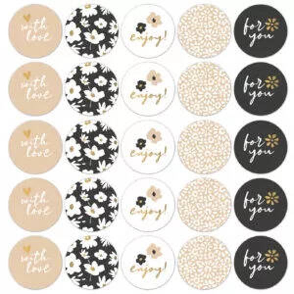 Sticker - Coeurs de fleurs naturel (5 stuks)