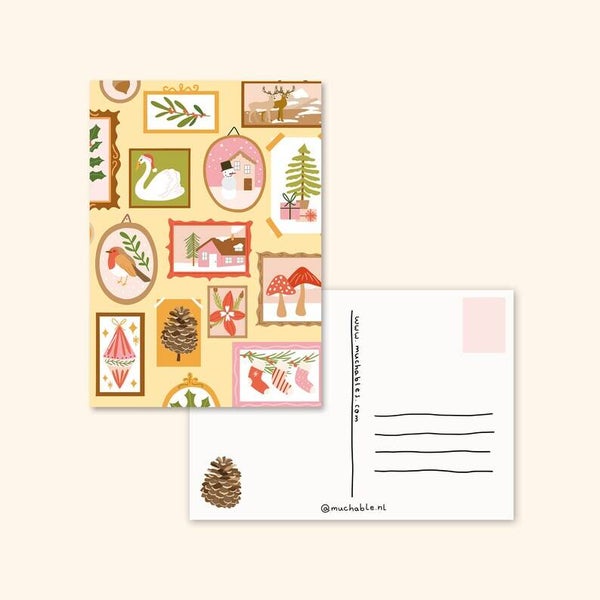Ansichtkaart - Kerst schilderijtjes