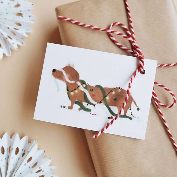 Cadeaulabel - Teckel Kerst