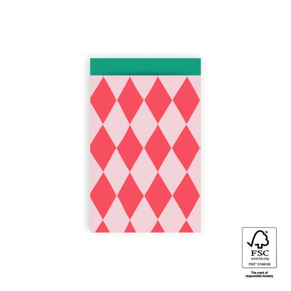 Cadeauzakje | M - Harlequin rood (5 stuks)